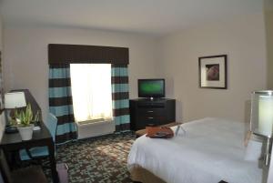 Hampton Inn & Suites Nashville at Opryland في ناشفيل: غرفه فندقيه سرير وتلفزيون
