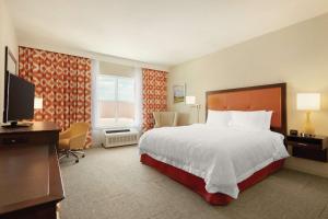 聖奧爾本斯的住宿－Hampton Inn, St. Albans Vt，酒店客房设有一张大床和一台电视。