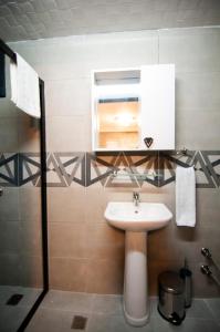 La salle de bains est pourvue d'un lavabo, d'un miroir et d'une douche. dans l'établissement CK Boutique Hotel, à Istanbul