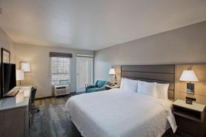ein Hotelzimmer mit einem Bett und einem TV in der Unterkunft Hampton Inn & Suites Hermosa Beach in Hermosa Beach