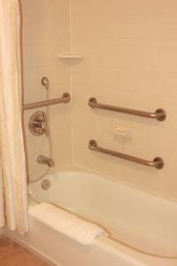 y baño con bañera y ducha. en Hilton Garden Inn Clovis en Clovis