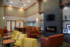 uma sala de espera com cadeiras e uma lareira em Hampton Inn & Suites by Hilton Windsor em Windsor