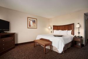 a hotel room with a bed and a television at Hampton Inn Sheridan in Sheridan