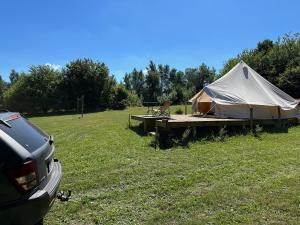 Zahrada ubytování Glamping Návary s bazénem