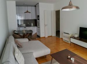 a living room with a couch and a table at Apartments Radovic in Podgorica