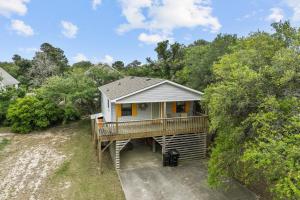 an aerial view of a house with a deck at Sunny Daze KDH by Village Reality in Kill Devil Hills
