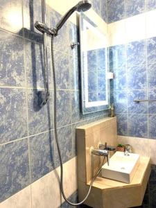 La salle de bains est pourvue d'une douche et d'un lavabo. dans l'établissement Hippocampus, à Varna