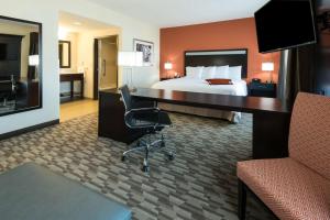 um quarto de hotel com uma cama, uma secretária e uma cadeira em Hampton Inn & Suites Albuquerque North/I-25 em Albuquerque