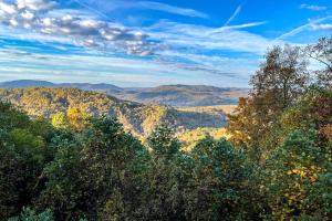 a view of a forest of trees in the mountains at Jump Off Rock Retreat in Hendersonville +45 photos
