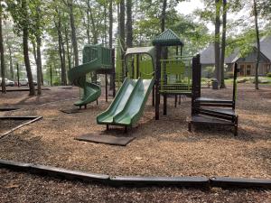 a playground with a slide in a park at Alpine Escape in Somerset