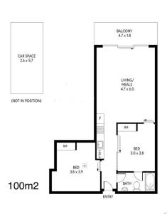 a floor plan of a house at Absolute Beachfront at the Pier Glenelg in Adelaide