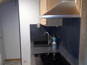 a small kitchen with a sink and a counter at Appartement Valloire, 4 pièces, 12 personnes - FR-1-263-528 in Valloire