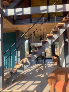 a view of the staircase of a house at Casa Familiar Lago Rapel in Las Balsas