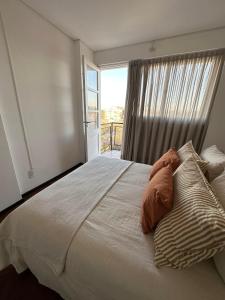 een slaapkamer met een groot bed en een raam bij Avenida Colon Trendy APT in Mendoza