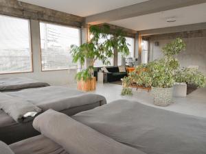 和歌山市にあるBstudioのベッドルーム(ベッド2台、鉢植えの植物付)