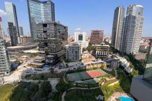 an aerial view of a city with tall buildings at Ultra luxurious 1Bd,High floor,with balcony in Istanbul