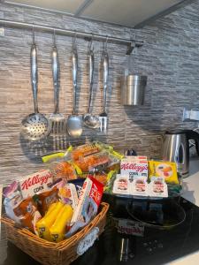 a basket of food on a counter in a kitchen at The Attic in Civitavecchia