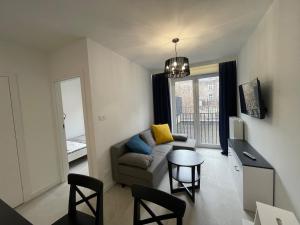 Televízia a/alebo spoločenská miestnosť v ubytovaní Apartament Smart Kamienica Grochów with free parking