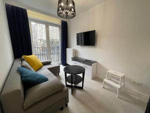 Televízia a/alebo spoločenská miestnosť v ubytovaní Apartament Smart Kamienica Grochów with free parking