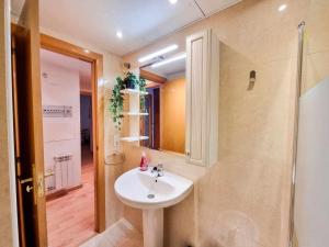 a bathroom with a white sink and a mirror at El Elefante del Pilar ComoTuCasa in Zaragoza