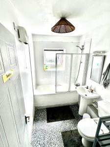 a bathroom with a toilet and a sink at Custom House, 1 room, Dublin 1 in Dublin