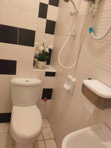 a bathroom with a white toilet and a sink at Sky Suite@Bukit Indah 2BDR-7Pax near AEON/Legoland in Johor Bahru