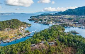 an aerial view of a town and a river at Nice Home In Valevg With Sauna And 2 Bedrooms in Valevåg