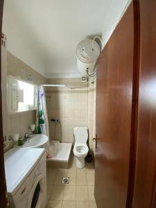 La petite salle de bains est pourvue de toilettes et d'un lavabo. dans l'établissement ΣΟΦΙΤΑ ΦΕΡΕΣ, à Pherrai