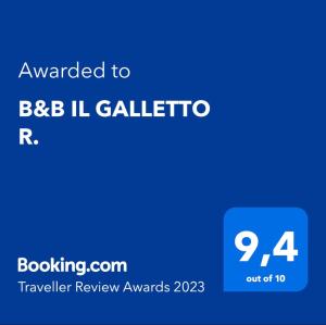 Certifikát, ocenenie alebo iný dokument vystavený v ubytovaní B&B IL GALLETTO R.