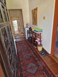 een woonkamer met een tapijt op de vloer bij Apartment Kula in Gračanica