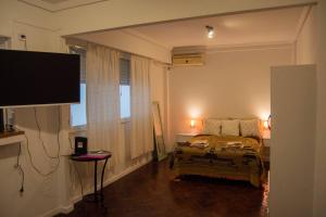 una camera con letto e TV a schermo piatto di Acogedor Monoambiente en Palermo a Buenos Aires