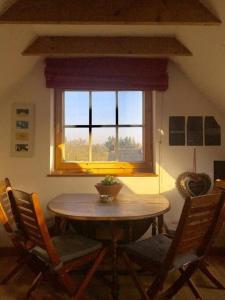 a table and chairs in a room with a window at Annexe Lodge cottage in Drymen in Drymen