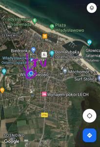 een kaart van een stad met verschillende plaatsen erop bij Kapsuły Sypialne AutokarSingliPL, Par, ciekawe miejsce in Władysławowo +4 foto's
