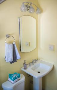 a bathroom with a sink and a mirror and a toilet at Vacation house near downtown DC Free Parking in Washington, D.C.