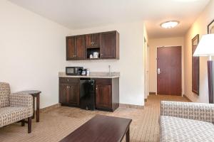 a living room with a couch and a kitchen at Holiday Inn Express and Suites Lafayette East, an IHG Hotel in Lafayette