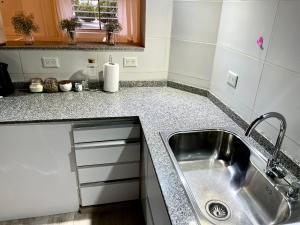 a kitchen with a sink and a counter top at Patagonia Apartment in Trelew