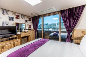 TV a/nebo společenská místnost v ubytování Cheonjiyeon Hotel