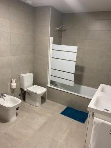 een badkamer met een toilet en een wastafel bij Fariñas 15 in Sanlúcar de Barrameda