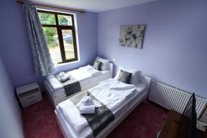 Un pat sau paturi într-o cameră la Pensiunea Irish