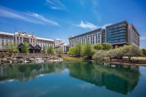 a view of a city with a river with buildings at Gaylord Texan Resort and Convention Center in Grapevine