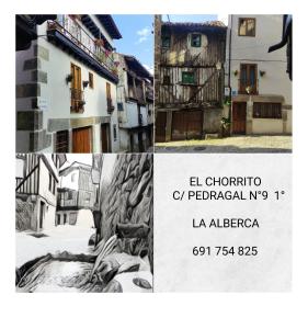 un collage de fotos de un edificio y una calle en EL CHORRITO en La Alberca