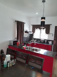 a kitchen with a sink and a counter top at Samayra's Apartment in Nadi