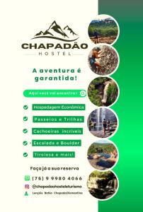 un afiche para el museo y acontecimiento geográfico de los chagrabngo en Chapadão Hostel, en Lençóis