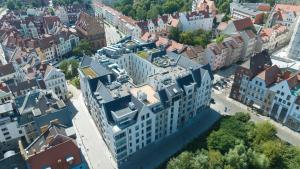 z góry widok na miasto z budynkami w obiekcie Jacuzzi EnergyApart w Szczecinie