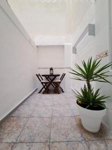 una stanza con tavolo e pianta in vaso di Apartamento 50mt Playa Cullera (San Antonio) a Cullera