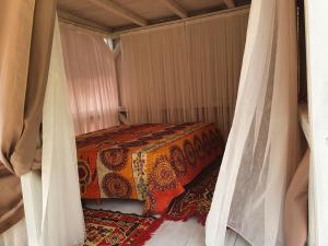 a small room with a bed and a rug at Exotic sleeping in the woods near Olbia in Telti