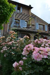 a bunch of flowers in front of a building at Casa Magnolia in Terricciola