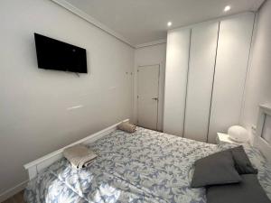 a bedroom with a bed with a tv on the wall at Apartamento en San Sebastián in Añorga-Lugariz
