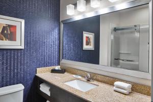 a bathroom with a sink and a mirror at Fairfield Inn & Suites by Marriott Gainesville in Gainesville