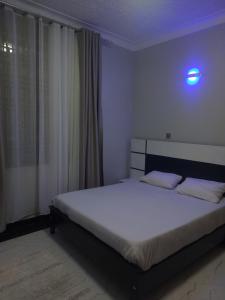 a bedroom with a large white bed in a room at Precious Bahai nest 1BDR wifi Netflix in Kampala